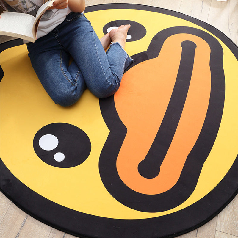 Yellow Duck Pattern Rug Cotton Cartoon Area Rug Anti-Slip Backing Carpet for Kids Room - view 2