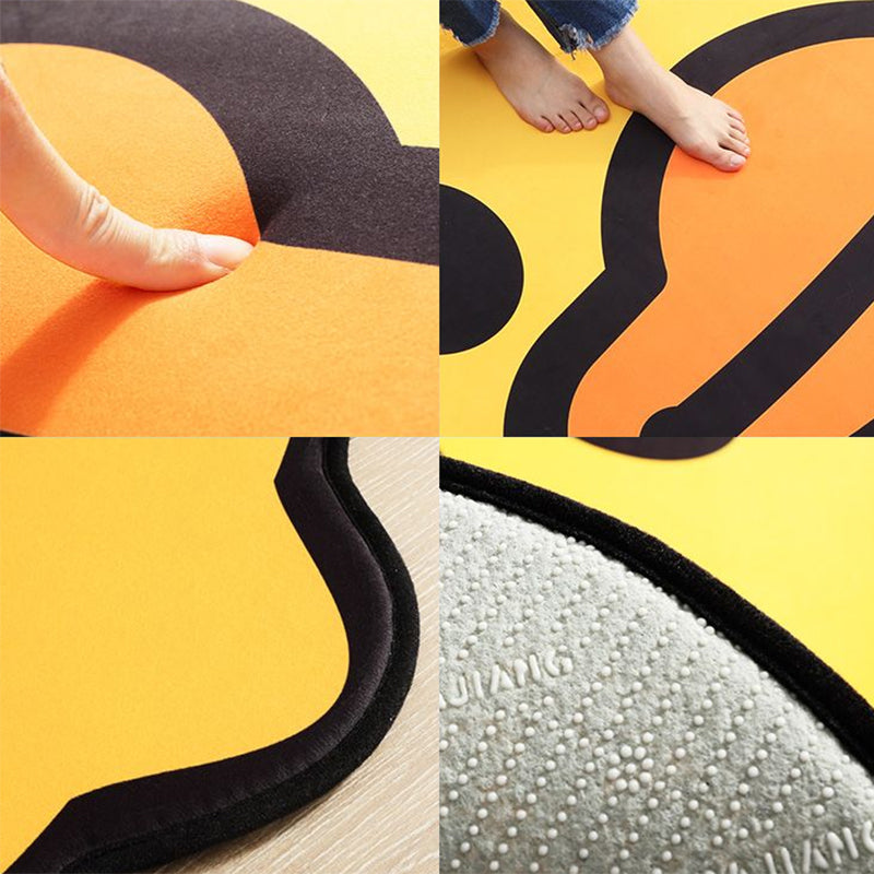 Yellow Duck Pattern Rug Cotton Cartoon Area Rug Anti-Slip Backing Carpet for Kids Room