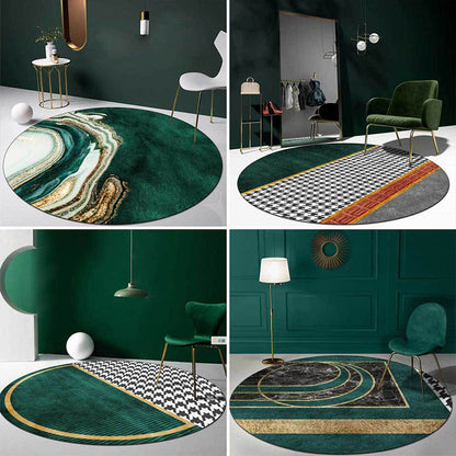 Glam Mid-Century Area Rug Multi Color Marble Look Carpet Pet Friendly Stain Resistant Non-Slip Backing Rug for Living Room