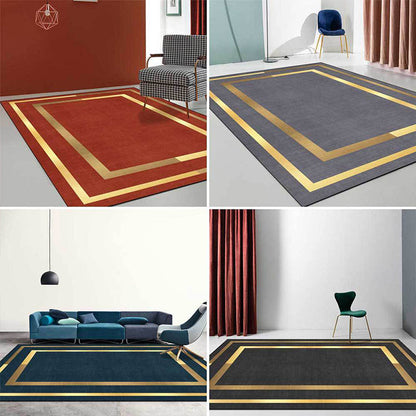 Glam Gold Frame Rug Multicolor Minimalist Carpet Polyester Anti-Slip Pet Friendly Stain Resistant Rug for Room