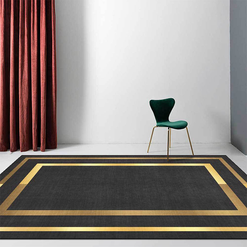 Glam Gold Frame Rug Multicolor Minimalist Carpet Polyester Anti-Slip Pet Friendly Stain Resistant Rug for Room