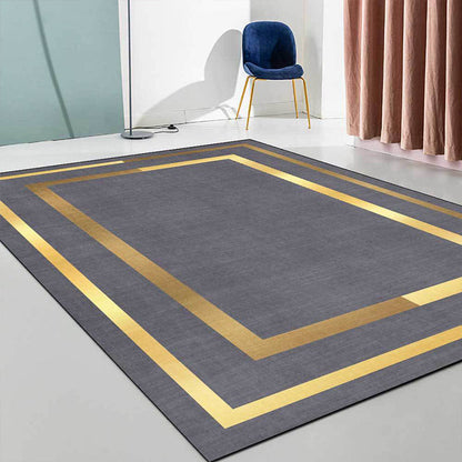 Glam Gold Frame Rug Multicolor Minimalist Carpet Polyester Anti-Slip Pet Friendly Stain Resistant Rug for Room