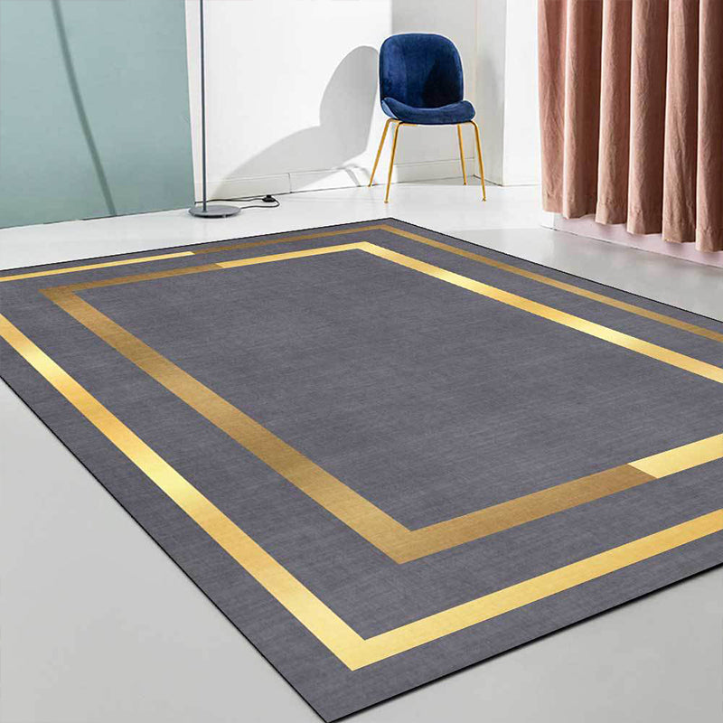 Glam Gold Frame Rug Multicolor Minimalist Carpet Polyester Anti-Slip Pet Friendly Stain Resistant Rug for Room - view 2