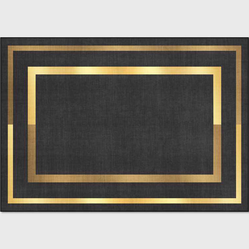 Glam Gold Frame Rug Multicolor Minimalist Carpet Polyester Anti-Slip Pet Friendly Stain Resistant Rug for Room