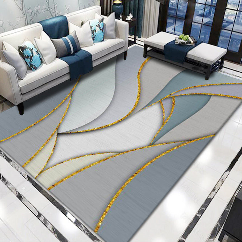 Artistic Multicolor Geometric Rug Polypropylene Simplicity Rug Stain Resistant Pet Friendly Non-Slip Carpet for Living Room - Gray Blue - Clearhalo - 'Area Rug' - 'Rug' - 2121761