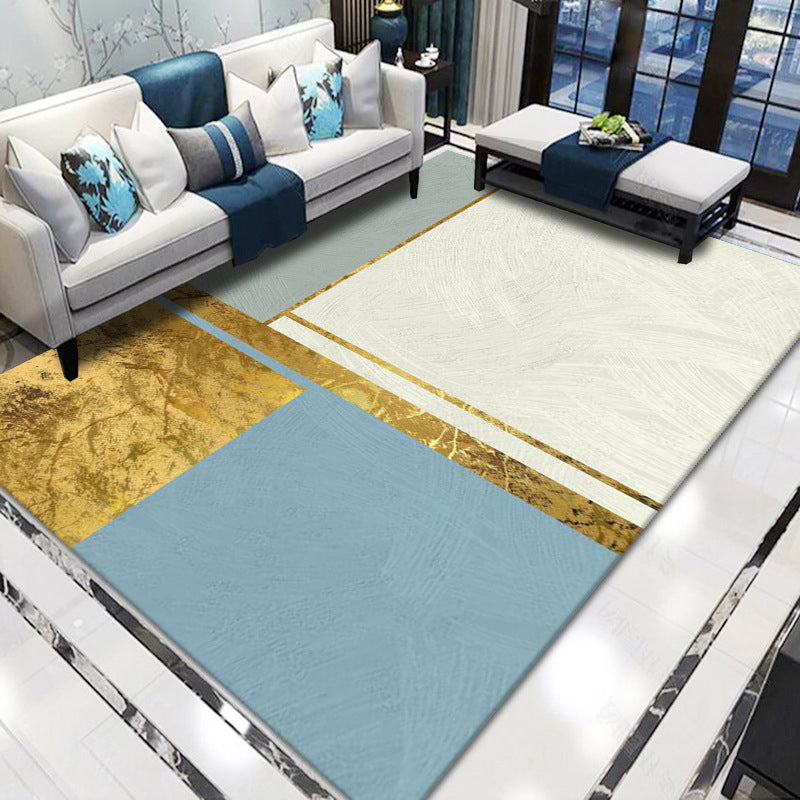 Artistic Multicolor Geometric Rug Polypropylene Simplicity Rug Stain Resistant Pet Friendly Non-Slip Carpet for Living Room - Beige-Blue - Clearhalo - 'Area Rug' - 'Rug' - 2121763