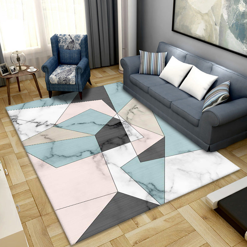 Artistic Multicolor Geometric Rug Polypropylene Simplicity Rug Stain Resistant Pet Friendly Non-Slip Carpet for Living Room - Pink-Blue - Clearhalo - 'Area Rug' - 'Rug' - 2121765