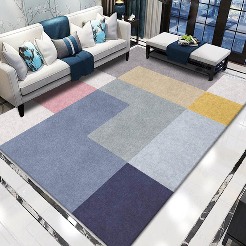 Artistic Multicolor Geometric Rug Polypropylene Simplicity Rug Stain Resistant Pet Friendly Non-Slip Carpet for Living Room - Dark Blue - Clearhalo - 'Area Rug' - 'Rug' - 2121766