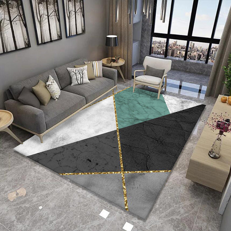 Artistic Multicolor Geometric Rug Polypropylene Simplicity Rug Stain Resistant Pet Friendly Non-Slip Carpet for Living Room - Black-Green - Clearhalo - 'Area Rug' - 'Rug' - 2121769