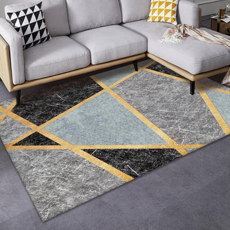 Artistic Multicolor Geometric Rug Polypropylene Simplicity Rug Stain Resistant Pet Friendly Non-Slip Carpet for Living Room - Black-Yellow - Clearhalo - 'Area Rug' - 'Rug' - 2121770