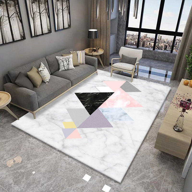 Artistic Multicolor Geometric Rug Polypropylene Simplicity Rug Stain Resistant Pet Friendly Non-Slip Carpet for Living Room - Black-Pink - Clearhalo - 'Area Rug' - 'Rug' - 2121771