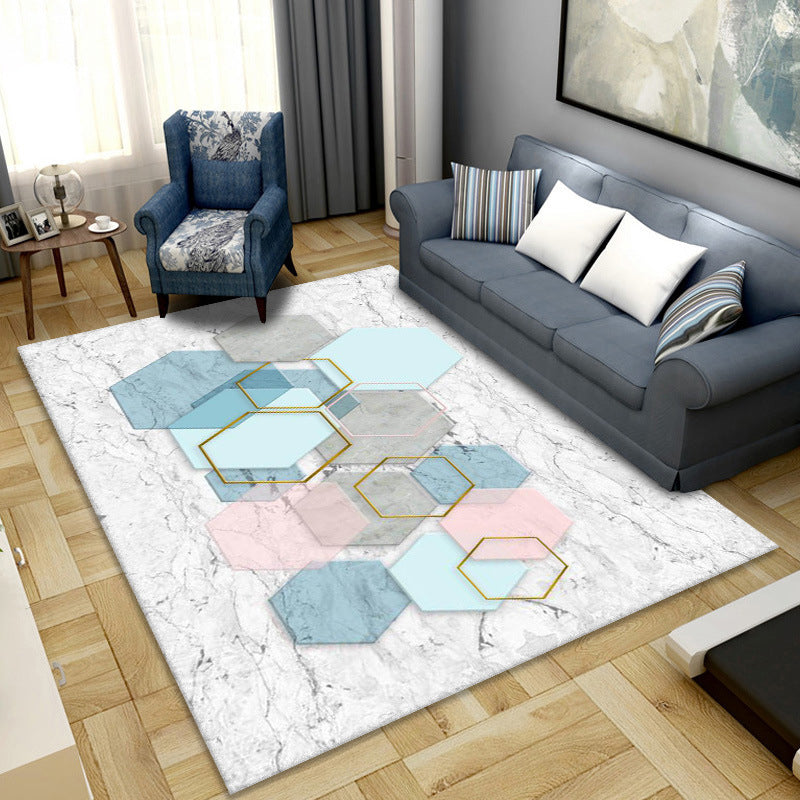 Artistic Multicolor Geometric Rug Polypropylene Simplicity Rug Stain Resistant Pet Friendly Non-Slip Carpet for Living Room - Blue-Pink - Clearhalo - 'Area Rug' - 'Rug' - 2121780