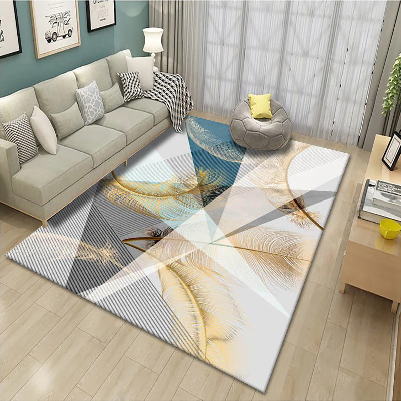 Artistic Multicolor Geometric Rug Polypropylene Simplicity Rug Stain Resistant Pet Friendly Non-Slip Carpet for Living Room - White-Yellow - Clearhalo - 'Area Rug' - 'Rug' - 2121783