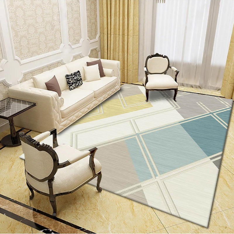 Artistic Multicolor Geometric Rug Polypropylene Simplicity Rug Stain Resistant Pet Friendly Non-Slip Carpet for Living Room - Light Blue-White - Clearhalo - 'Area Rug' - 'Rug' - 2121786