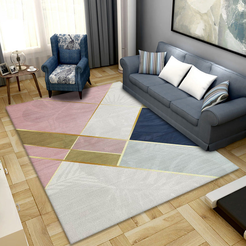 Artistic Multicolor Geometric Rug Polypropylene Simplicity Rug Stain Resistant Pet Friendly Non-Slip Carpet for Living Room - Pink-White - Clearhalo - 'Area Rug' - 'Rug' - 2121787