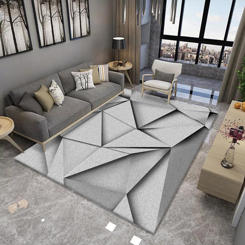 Artistic Multicolor Geometric Rug Polypropylene Simplicity Rug Stain Resistant Pet Friendly Non-Slip Carpet for Living Room - Light Gray-Black - Clearhalo - 'Area Rug' - 'Rug' - 2121788