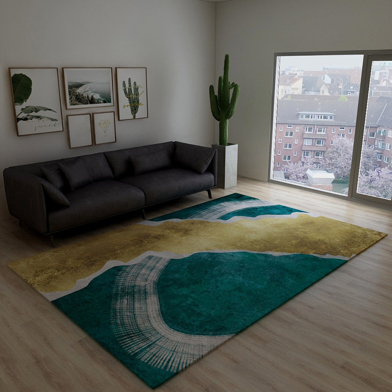 Blackish Green Vintage Rug Polyester Abstract Geometric Rug Machine Washable Anti-Slip Pet Friendly Carpet for Great Room - Green - Design 4 - Clearhalo - 'Area Rug' - 'Rug' - 2121790