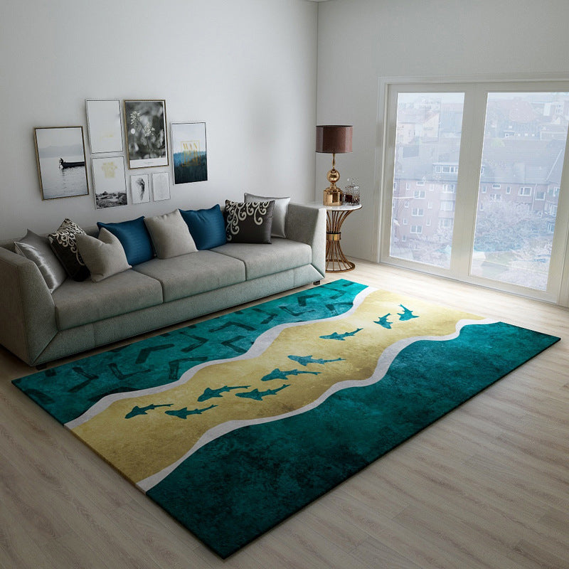 Blackish Green Vintage Rug Polyester Abstract Geometric Rug Machine Washable Anti-Slip Pet Friendly Carpet for Great Room - Green - Design 5 - Clearhalo - 'Area Rug' - 'Rug' - 2121791