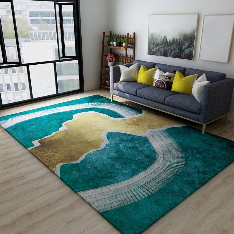 Blackish Green Vintage Rug Polyester Abstract Geometric Rug Machine Washable Anti-Slip Pet Friendly Carpet for Great Room - Green - Design 6 - Clearhalo - 'Area Rug' - 'Rug' - 2121793