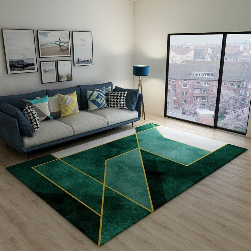 Blackish Green Vintage Rug Polyester Abstract Geometric Rug Machine Washable Anti-Slip Pet Friendly Carpet for Great Room - Green - Design 3 - Clearhalo - 'Area Rug' - 'Rug' - 2121795