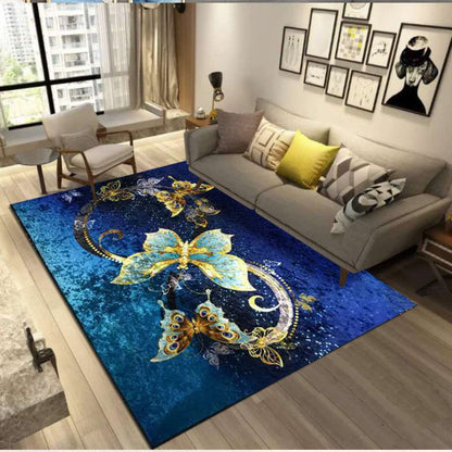 Glam Visual Deception Rug Multi-Colored Nordic Carpet Synthetics Non-Slip Washable Pet Friendly Rug for Home