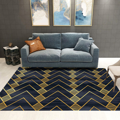 Trendy Geometric Patchwork Rug Multicolor Postmodern Rug Polyester Anti-Slip Machine Washable Pet Friendly Carpet for Home Black-Gold Clearhalo 'Area Rug' 'Rug' 2121836