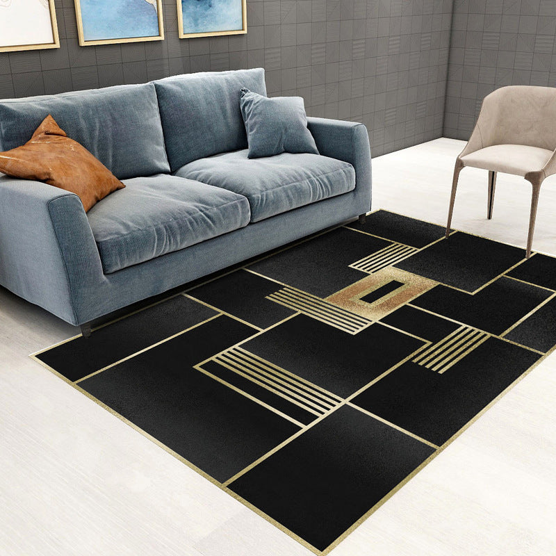 Trendy Geometric Patchwork Rug Multicolor Postmodern Rug Polyester Anti-Slip Machine Washable Pet Friendly Carpet for Home Black-Gray Clearhalo 'Area Rug' 'Rug' 2121846