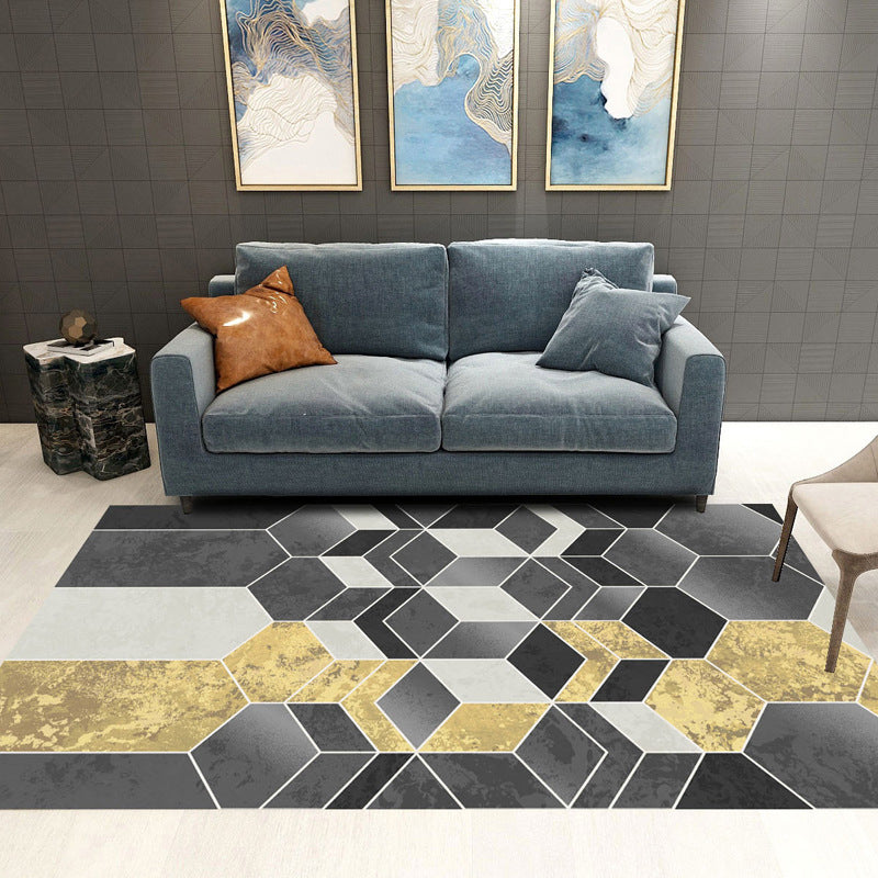 Trendy Geometric Patchwork Rug Multicolor Postmodern Rug Polyester Anti-Slip Machine Washable Pet Friendly Carpet for Home Grey Clearhalo 'Area Rug' 'Rug' 2121848