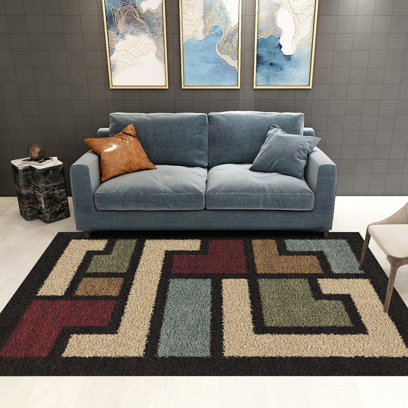 Trendy Geometric Patchwork Rug Multicolor Postmodern Rug Polyester Anti-Slip Machine Washable Pet Friendly Carpet for Home Dark Beige Clearhalo 'Area Rug' 'Rug' 2121852