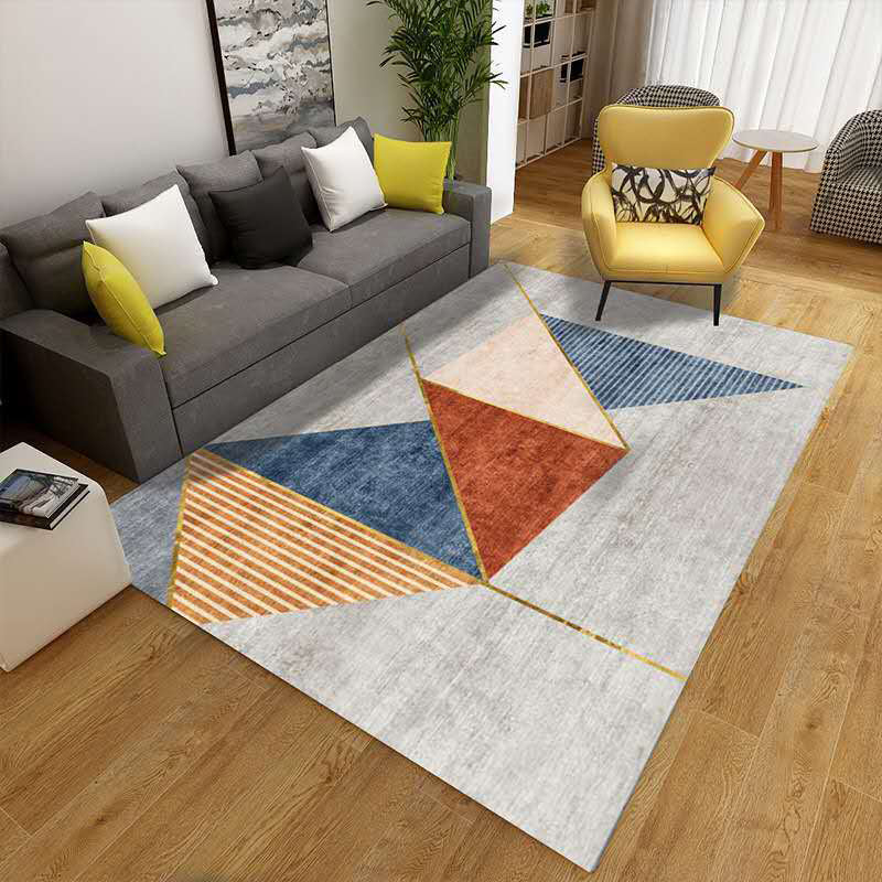 Multicolor Living Room Rug Mid-Century Geometric Carpet Polyester Washable Non-Slip Pet Friendly Rug - Light Gray - Clearhalo - 'Area Rug' - 'Rug' - 2121860