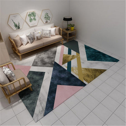 Modern Geometric Colorblock Rug Multi Colored Polypropylene Carpet Stain Resistant Anti-Slip Washable Rug for Room - Green-Pink - Clearhalo - 'Area Rug' - 'Rug' - 2121901