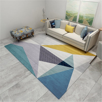 Modern Geometric Colorblock Rug Multi Colored Polypropylene Carpet Stain Resistant Anti-Slip Washable Rug for Room - Blue-Yellow - Clearhalo - 'Area Rug' - 'Rug' - 2121902