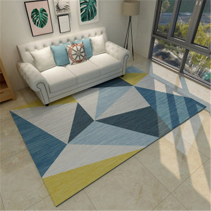 Modern Geometric Colorblock Rug Multi Colored Polypropylene Carpet Stain Resistant Anti-Slip Washable Rug for Room - Light Blue-Yellow - Clearhalo - 'Area Rug' - 'Rug' - 2121904