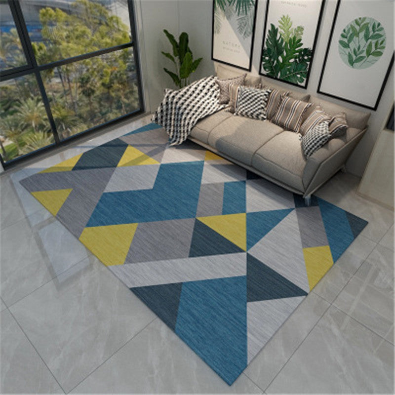 Modern Geometric Colorblock Rug Multi Colored Polypropylene Carpet Stain Resistant Anti-Slip Washable Rug for Room - Blue-Gray - Clearhalo - 'Area Rug' - 'Rug' - 2121909