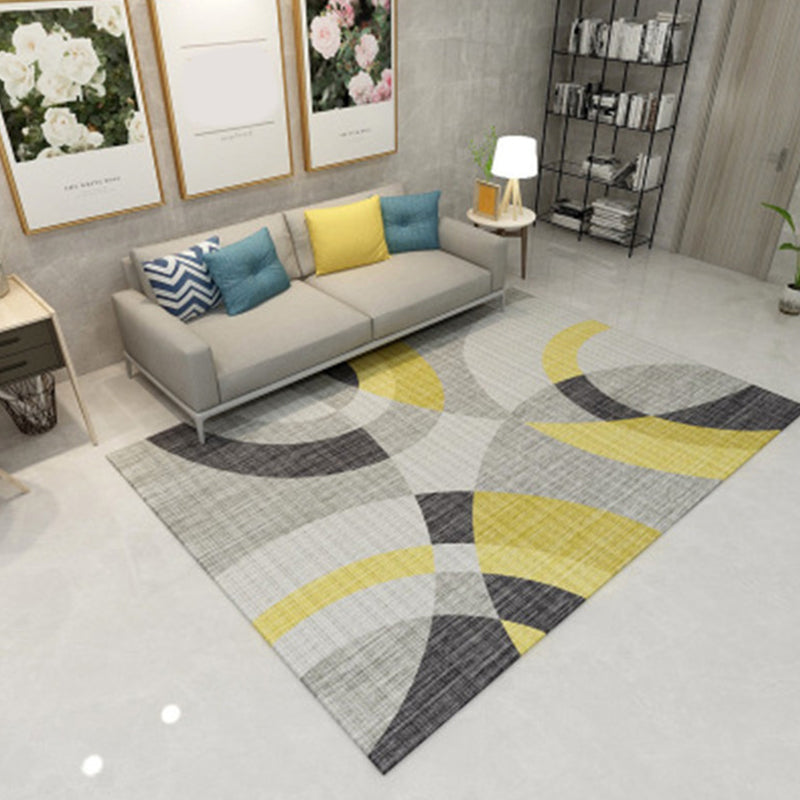 Modern Geometric Colorblock Rug Multi Colored Polypropylene Carpet Stain Resistant Anti-Slip Washable Rug for Room - Light Grey-Yellow - Clearhalo - 'Area Rug' - 'Rug' - 2121913