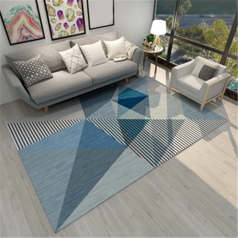 Modern Geometric Colorblock Rug Multi Colored Polypropylene Carpet Stain Resistant Anti-Slip Washable Rug for Room - Light Blue-Grey - Clearhalo - 'Area Rug' - 'Rug' - 2121914