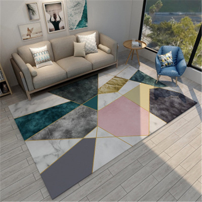 Modern Geometric Colorblock Rug Multi Colored Polypropylene Carpet Stain Resistant Anti-Slip Washable Rug for Room - White-Pink - Clearhalo - 'Area Rug' - 'Rug' - 2121915