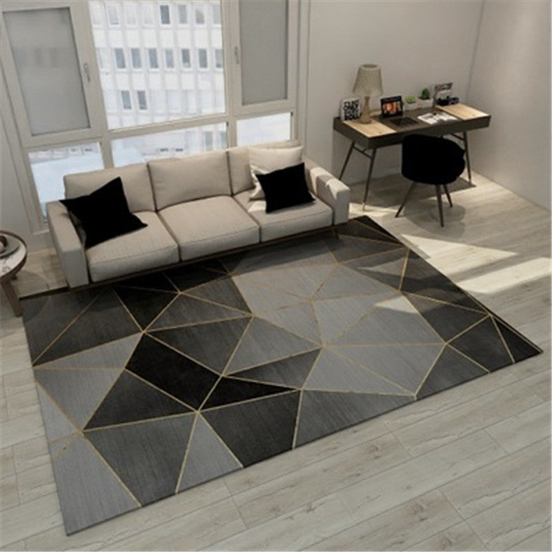 Modern Geometric Colorblock Rug Multi Colored Polypropylene Carpet Stain Resistant Anti-Slip Washable Rug for Room - Black-Gray - Clearhalo - 'Area Rug' - 'Rug' - 2121919