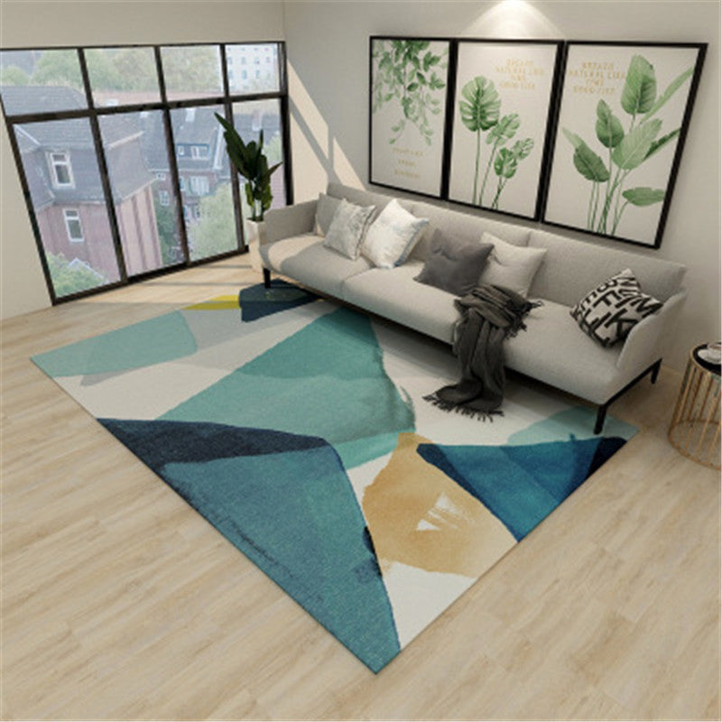 Modern Geometric Colorblock Rug Multi Colored Polypropylene Carpet Stain Resistant Anti-Slip Washable Rug for Room - Dark Blue-White - Clearhalo - 'Area Rug' - 'Rug' - 2121921