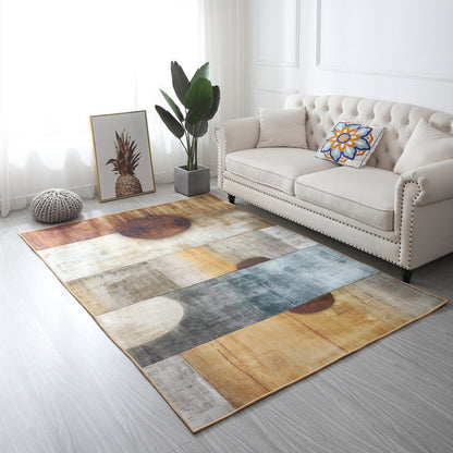 Multi Color Geometric Floral Rug Cotton Mid-Century Modern Rug Pet-Friendly Anti-Slip Rug for Room - Yellow-Blue - Clearhalo - 'Area Rug' - 'Rug' - 2121928