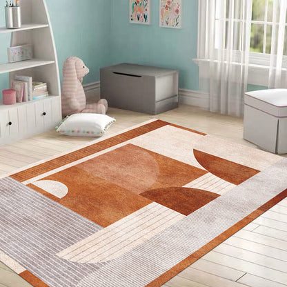 Aesthetics Color-Blocking Rug Multi-Color Scandinavian Rug Synthetics Stain Resistant Anti-Slip Backing Pet Friendly Carpet for Room - Brown - Clearhalo - 'Area Rug' - 'Rug' - 2121971