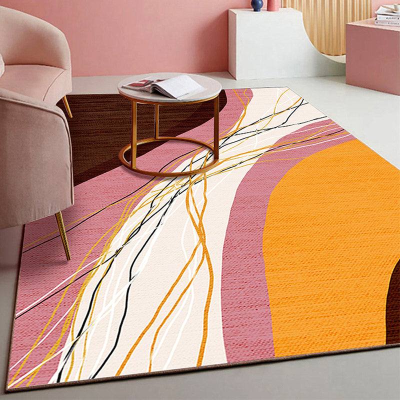 Fancy Colorblock Pattern Rug Multi Color Nordic Carpet Polypropylene Pet Friendly Washable Non-Slip Backing Ru - view 5