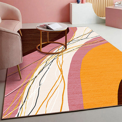 Fancy Colorblock Pattern Rug Multi Color Nordic Carpet Polypropylene Pet Friendly Washable Non-Slip Backing Rug for Girls Bedroom