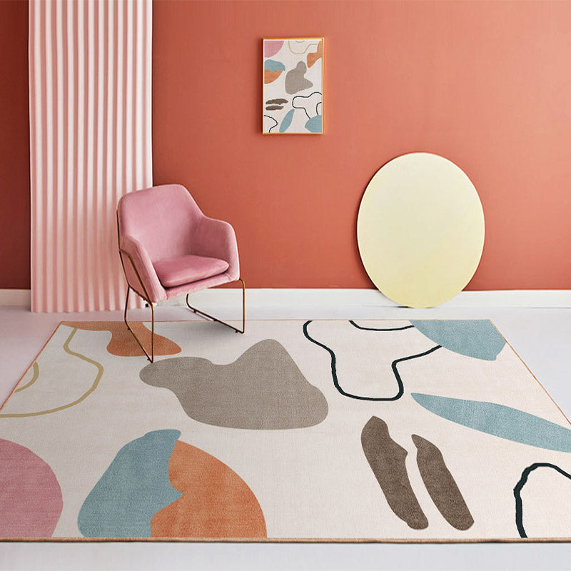Fancy Colorblock Pattern Rug Multi Color Nordic Carpet Polypropylene Pet Friendly Washable Non-Slip Backing Ru - view 2
