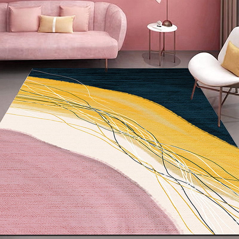 Fancy Colorblock Pattern Rug Multi Color Nordic Carpet Polypropylene Pet Friendly Washable Non-Slip Backing Ru - view 13