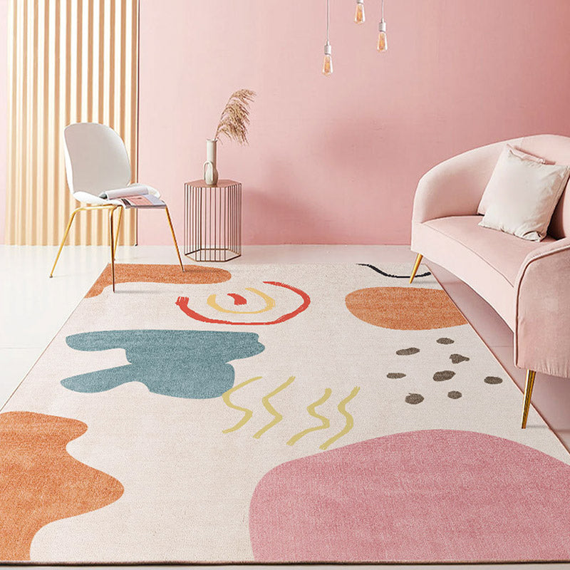 Fancy Colorblock Pattern Rug Multi Color Nordic Carpet Polypropylene Pet Friendly Washable Non-Slip Backing Rug for Girls Bedroom