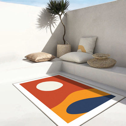 Natural Abstract Colorblock Rug Multicolor Nordic Carpet Polyester Pet Friendly Stain Resistant Anti-Slip Rug for Home - Orange Red - Clearhalo - 'Area Rug' - 'Rug' - 2122052