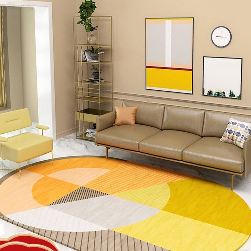 Multicolor Nordic Rug Polypropylene Colorblock with Line Background Rug Pet Friendly Non-Slip Machine Washable Carpet for Home - Clearhalo - 'Area Rug' - 'Rug' - 2122941
