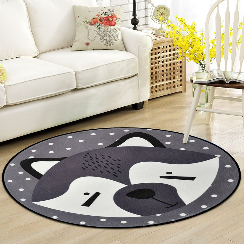 Creative Cartoon Rug Multi Colored Animal with Dotted Background Carpet Washable Pet Friendly Non-Slip Rug for Nursery