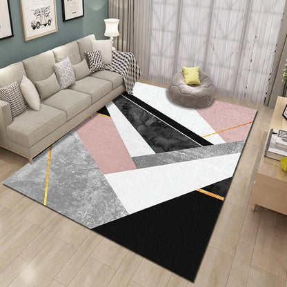 Bold Multicolor Modern Rug Synthetics Geometric Pattern Rug Machine Washable Non-Slip Stain Resistant Rug for Living Room - Black-Pink - Clearhalo - 'Area Rug' - 'Rug' - 2140436